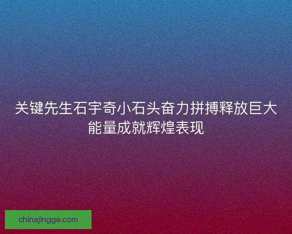 关键先生石宇奇小石头奋力拼搏释放巨大能量成就辉煌表现