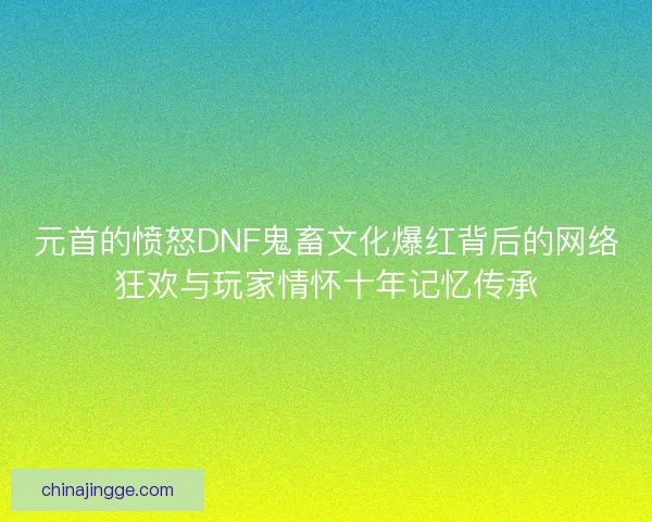 元首的愤怒DNF鬼畜文化爆红背后的网络狂欢与玩家情怀十年记忆传承